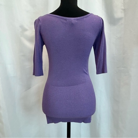 URBAN behaviour light purple 3/4 sleeve keyhole peephole knit sweater Sz M - Picture 2 of 7